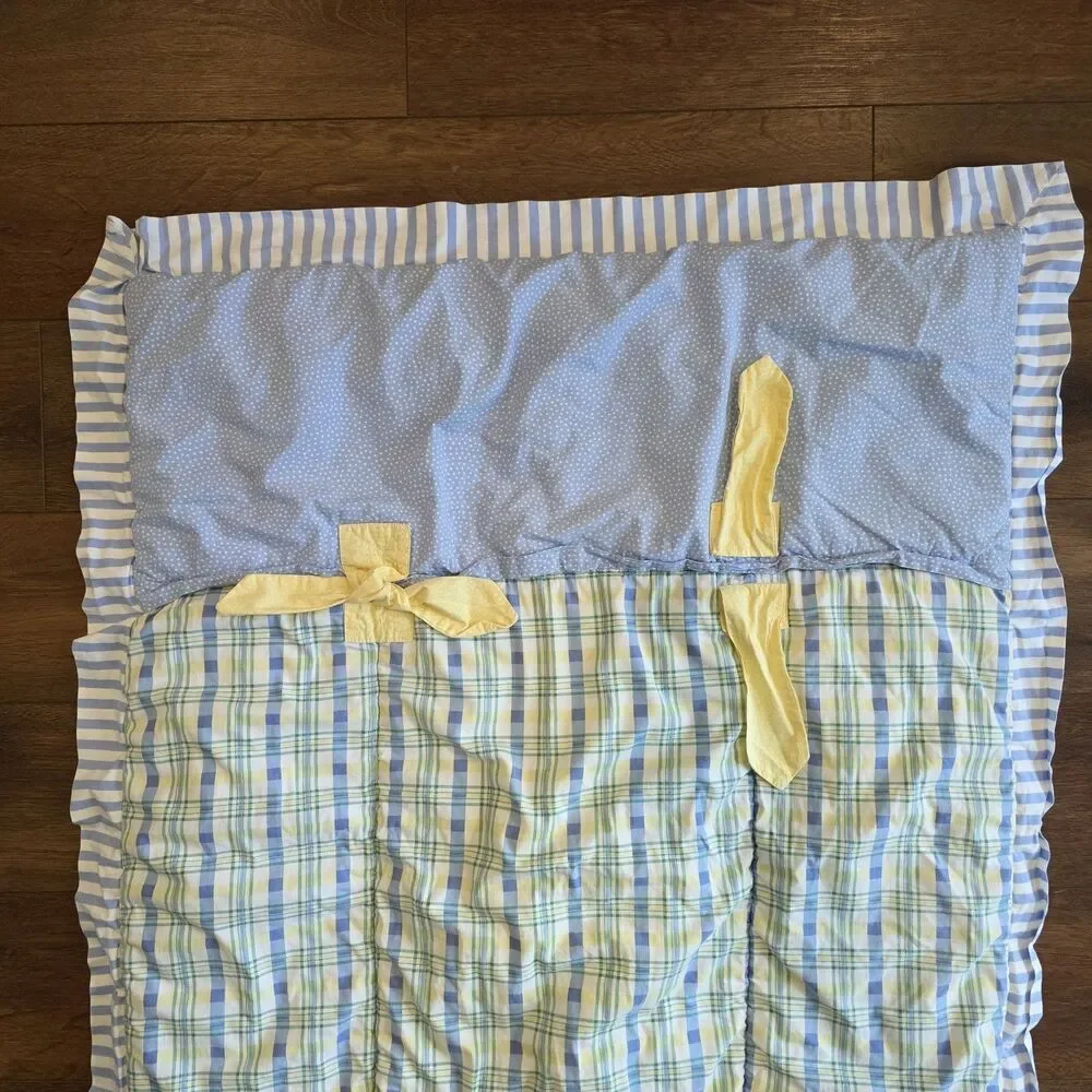 Waverly Baby Crib Comforter Blue Yellow Plaid 36